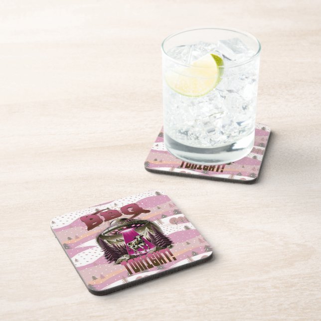 Alien BBQ Cow Abduction Joke Beverage Coaster (Right Side)