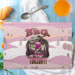 Alien BBQ Cow Abduction Joke Cloth Placemat