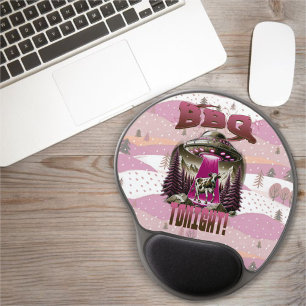 Alien BBQ Cow Abduction Joke Gel Mouse Pad
