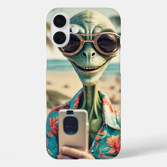 Alien Beach Selfie Retro Art Case-Mate iPhone Case (Back)