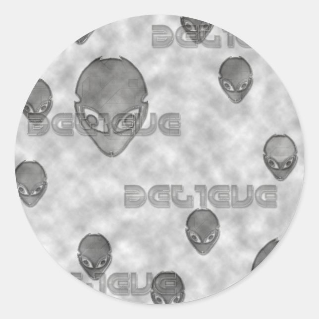 Alien Believe Classic Round Sticker (Front)