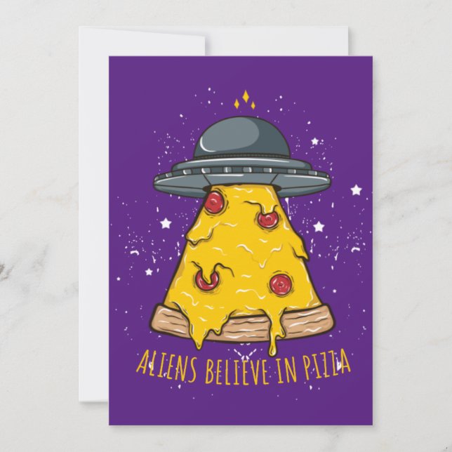 Alien Believe in Pizza Invitation (Front)