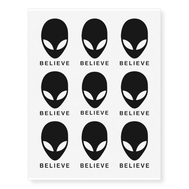 Alien Believe Temporary Tattoos (Front)