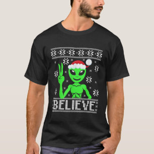 Alien Believe Ugly Christmas Sweater