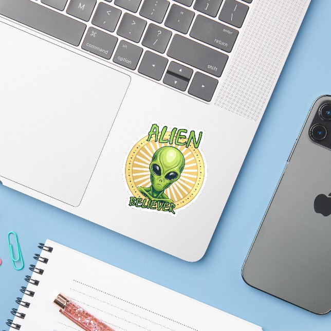 Alien Believer Sticker (Laptop w/ iPhone)