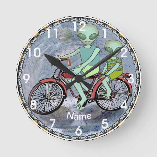 Alien Bicycle   Round Clock (Front)