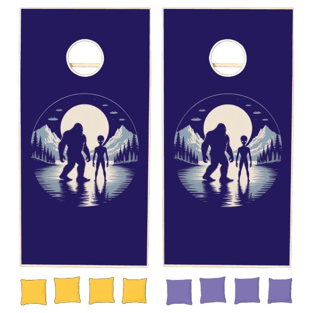 Alien Bigfoot Cornhole Board Cryptid Set (Set)