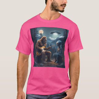 Alien Bigfoot Guitar Sasquatch Ufo Gifts For Men W T-Shirt