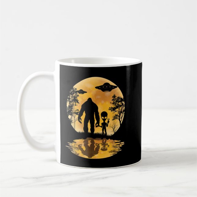 Alien Bigfoot Moon Sasquatch UFO Extraterrestrial  Coffee Mug (Left)
