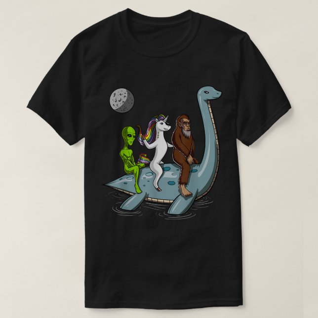Alien Bigfoot Unicorn Nessie Adventure T-Shirt (Design Front)