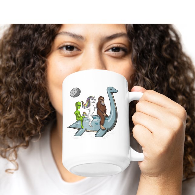 Alien Bigfoot Unicorn Riding Loch Ness Monster  Coffee Mug (Creator Uploaded)