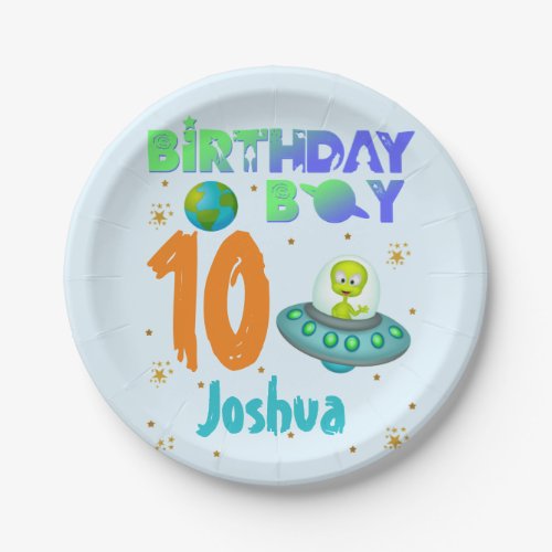 Alien Birthday Boy Party Theme Spaceship  Paper Plates