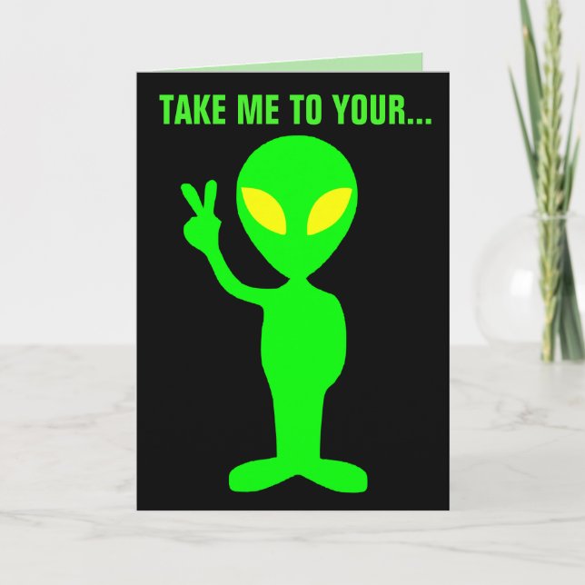 ALIEN BIRTHDAY FUNNY CAKE CARDS (Front)