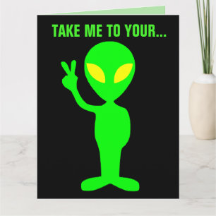 ALIEN BIRTHDAY FUNNY CAKE GREETING CARD