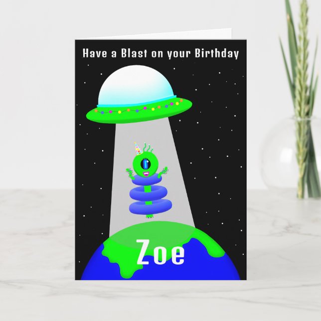 Alien Birthday Girl folded card by Jo Images (Front)