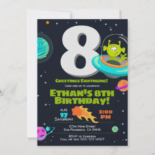 Alien Birthday Invitation, Space Birthday Invite