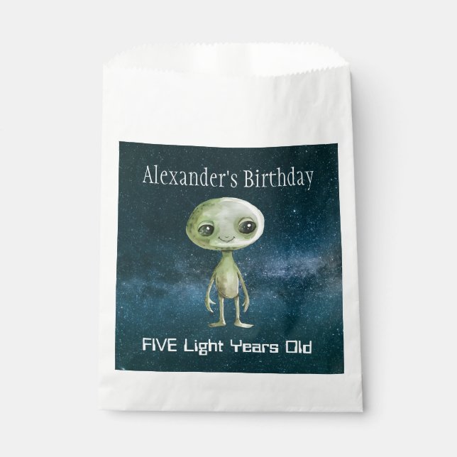 Alien Birthday Party Favor Bag (Front)