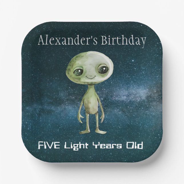 Alien Birthday Party Paper Plates (Front)