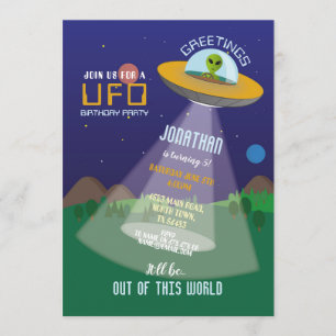 Alien Birthday Spaceship Aliens Invasion Space UFO Invitation