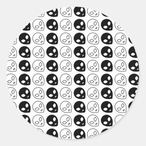 Alien Black and white design  Classic Round Sticker