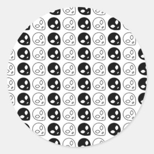 Alien Black and white design Classic Round Sticker