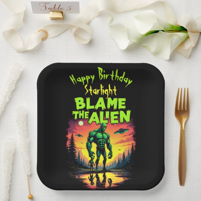 Alien Blamed Under Mystical Sunset Paper Plates (Wedding)