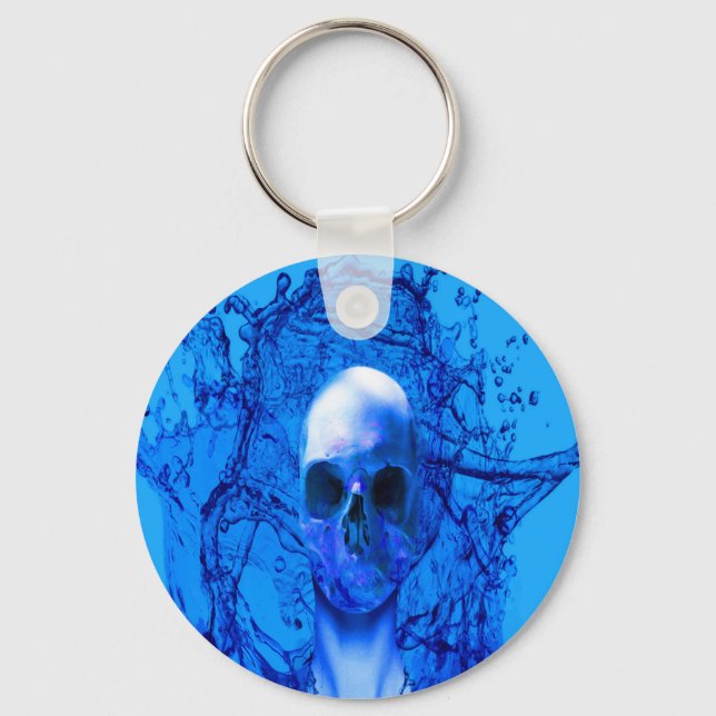 Alien blue skull keychain (Front)