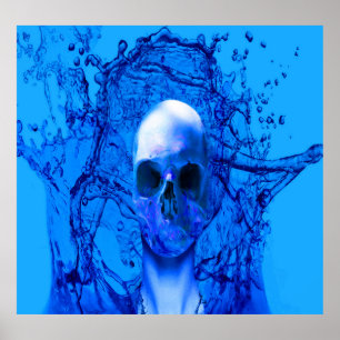 Alien blue skull poster