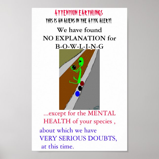 Alien Bowling Alley by artist Wendy Bridges Poster (Front)