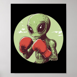 Alien Boxer Ready To Fight In Gloves Poster