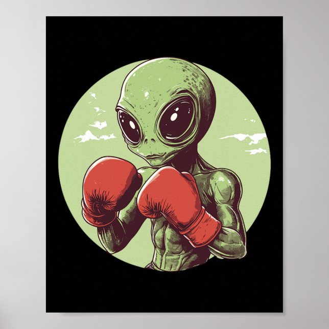 Alien Boxer Ready To Fight In Gloves  Poster (Front)