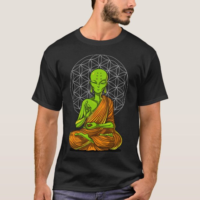 Alien Buddha Meditation T-Shirt (Front)