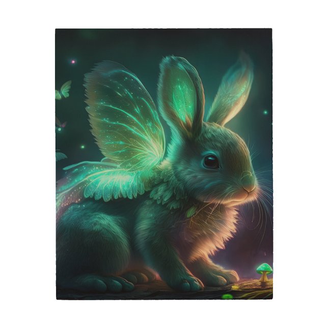 Alien Bunny Wood Wall Art (Front)