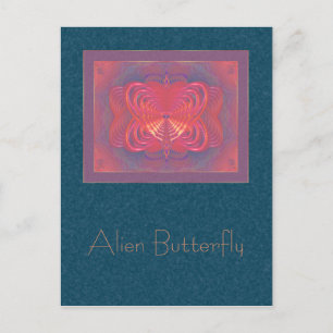 Alien Butterfly Abstract Art Postcard