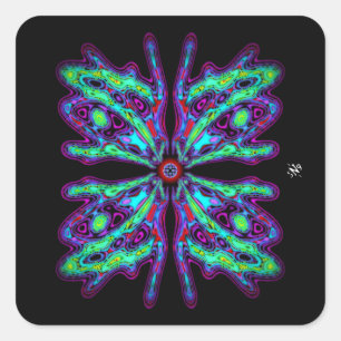 Alien butterfly b (colorful pattern) v1 square sticker