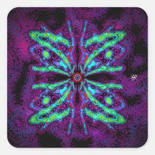 Alien butterfly b (colorful pattern) v2 square sticker