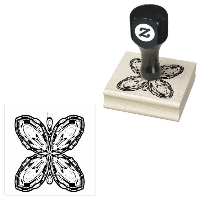 Alien butterfly (colorful pattern) v1 rubber stamp (Stamped)
