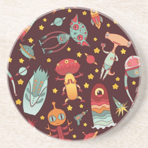 Alien Cartoon Vintage Space Fun Coaster