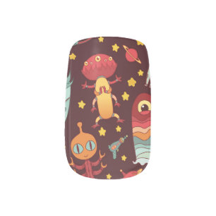 Alien Cartoon: Vintage Space Fun Minx Nail Art