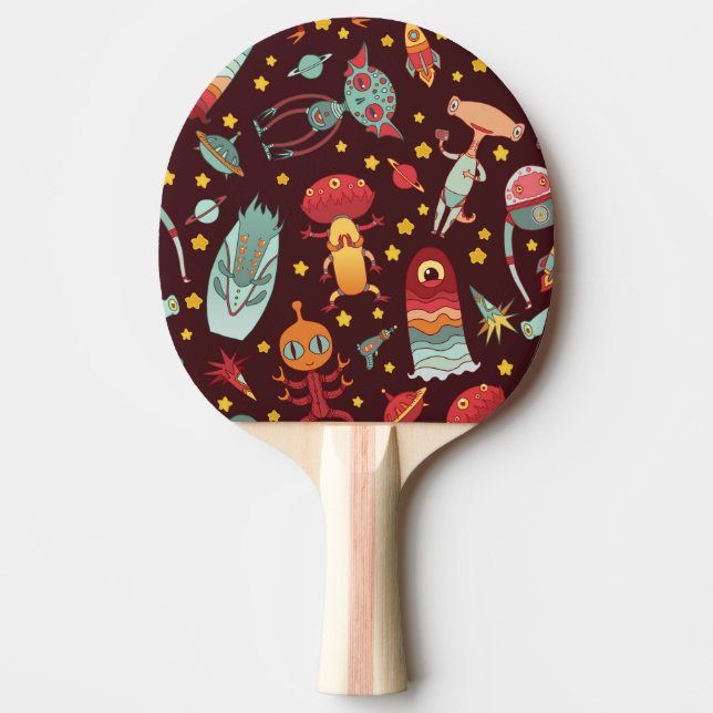 Alien Cartoon: Vintage Space Fun Ping Pong Paddle (Front)