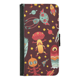 Alien Cartoon: Vintage Space Fun Samsung Galaxy S5 Wallet Case