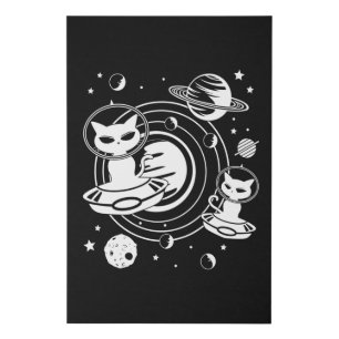 Alien Cat Cats Ufo Space Kitten Pets Funny Gift Faux Canvas Print