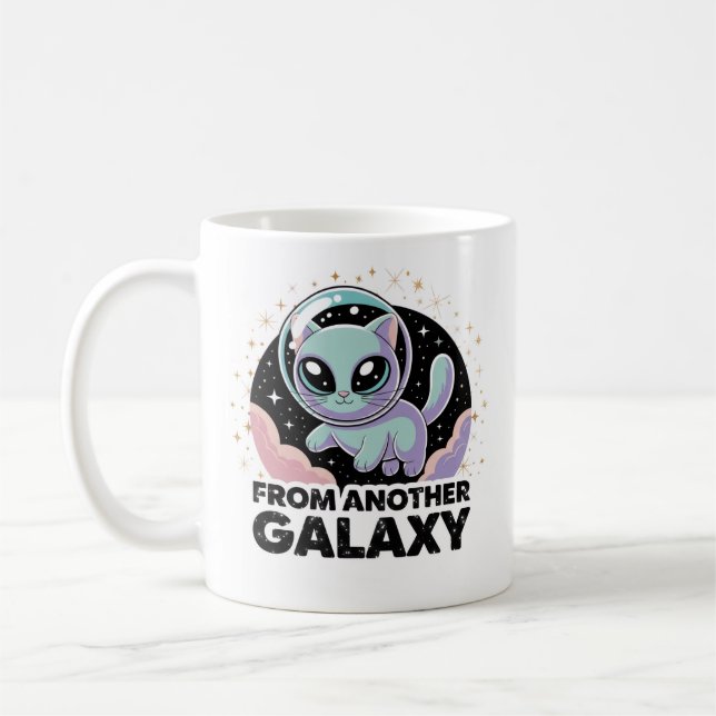 Alien Cat Cosmic Design Space Kitty Sci-Fi Artwork Coffee Mug (Left)