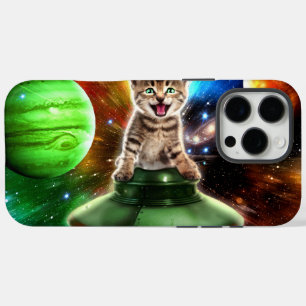 Alien cat in the ufo saucer iPhone 16 pro max case