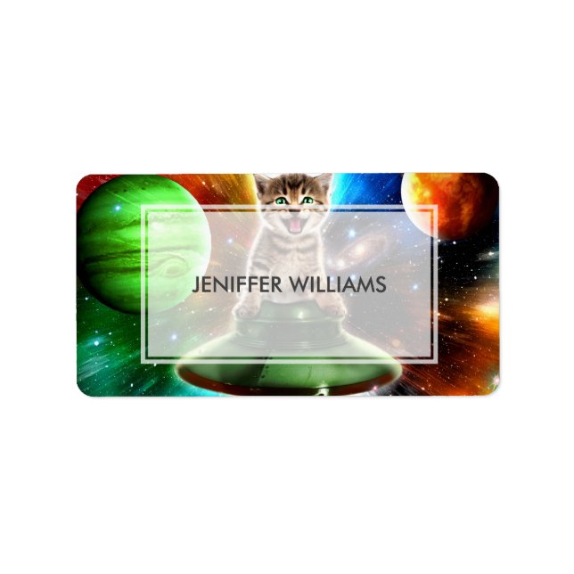 Alien cat in the ufo saucer                        label (Front)