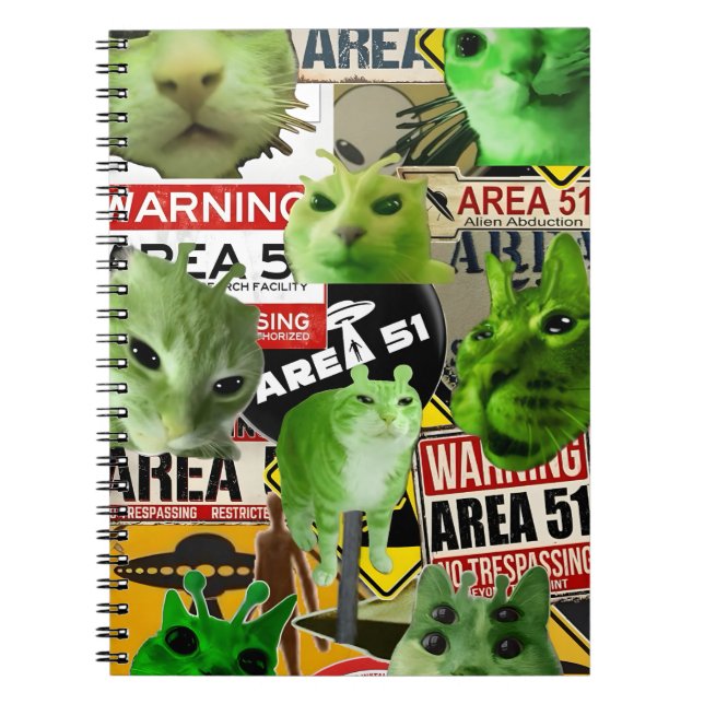  Alien Cat Invasion: The Area 51 Felines Notebook (Front)