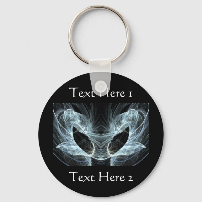 Alien Cat. Mystical Fantasy Art Fractal. Keychain (Front)