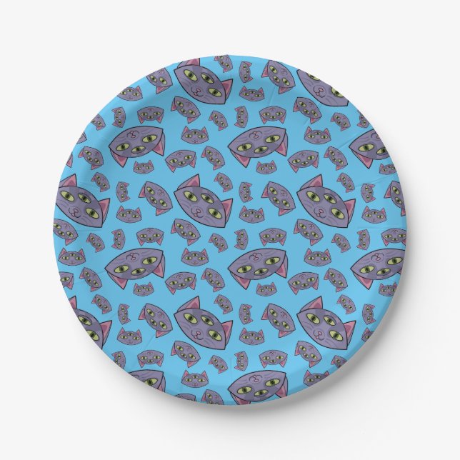 Alien Cat Pattern Paper Plates (Front)