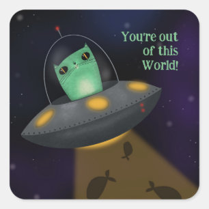 Alien Cat Square Sticker