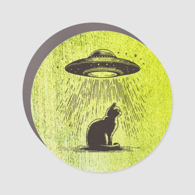 Alien Cat UFO Car Magnet (Front)